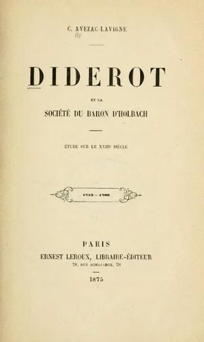 Diderot et la Société du baron d’Holbach