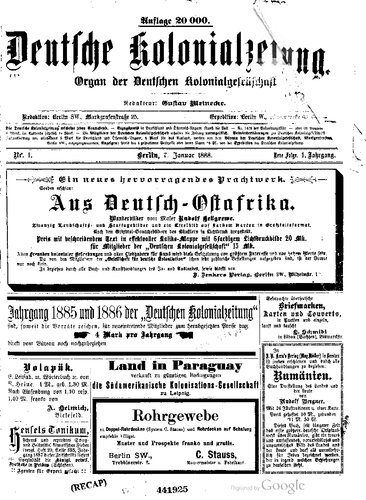 Deutsche Kolonialzeitung : Organ der Deutschen Kolonialgesellschaft