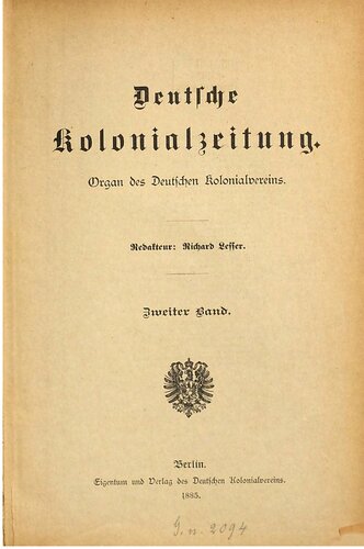 Deutsche Kolonialzeitung. Organ des Deutschen Kolonialvereins