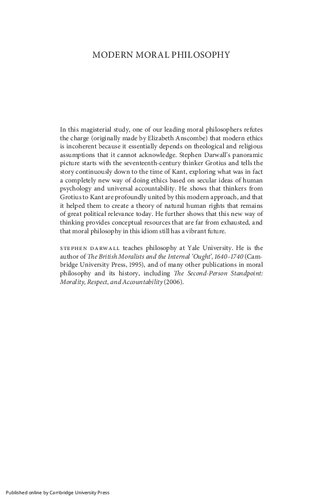 Modern Moral Philosophy: From Grotius to Kant