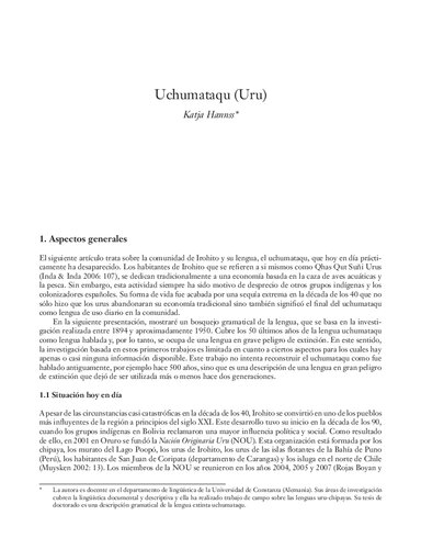 Uchumataqu (Uru/ Uruquilla)