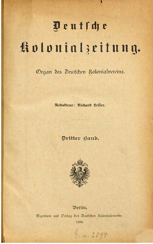 Deutsche Kolonialzeitung. Organ des Deutschen Kolonialvereins