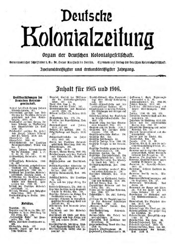 Deutsche Kolonialzeitung. Organ der Deutschen Kolonialgesellschaft