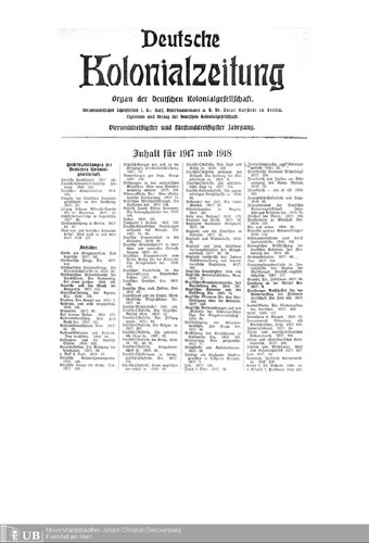 Deutsche Kolonialzeitung. Organ der Deutschen Kolonialgesellschaft
