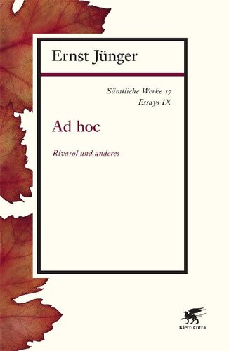 Sämtliche Werke Band 17: Essays IX. Ad hoc