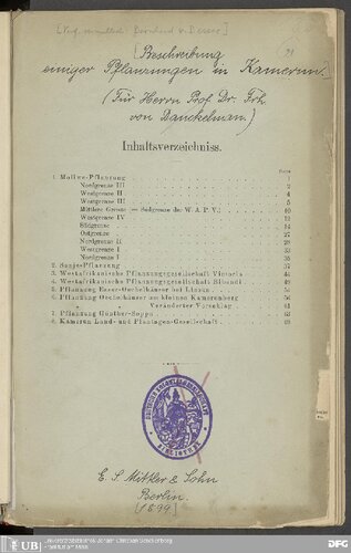Beschreibung einiger Pflanzungen in Kamerun