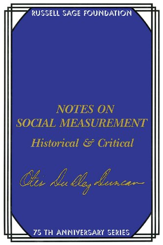 Notes on Social Measurement: Historical and Critical