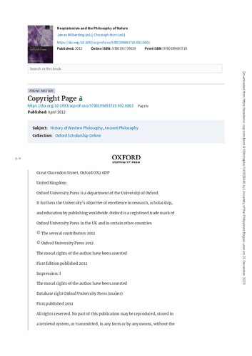 Neoplatonism and the Philosophy of Nature