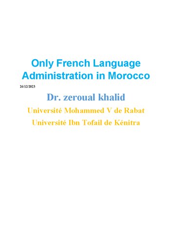Only French Language Administration in Morocco