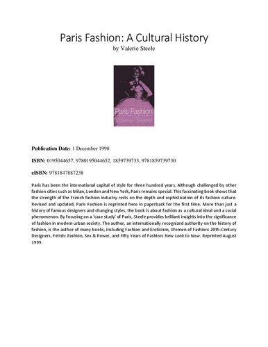 Paris Fashion: A Cultural History