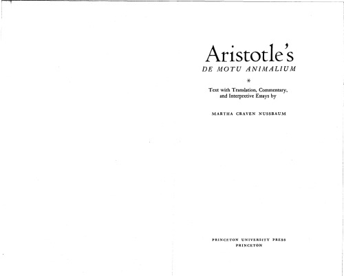 Aristotle's De Motu Animalium