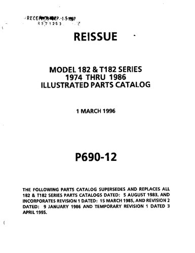 Model 182 & T182 Series 1974 Thru 1986 Illustrated Parts Catalog