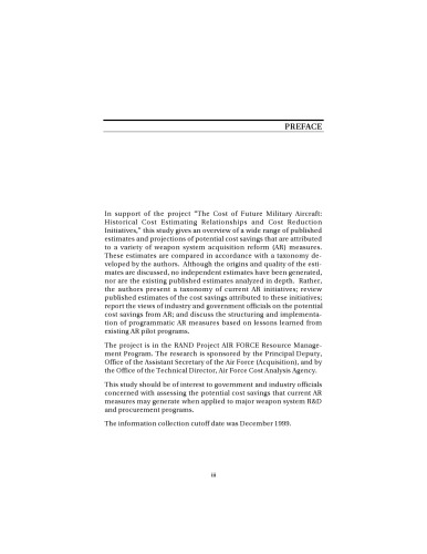 An Overview of Acquisition Reform Cost Savings Estimates