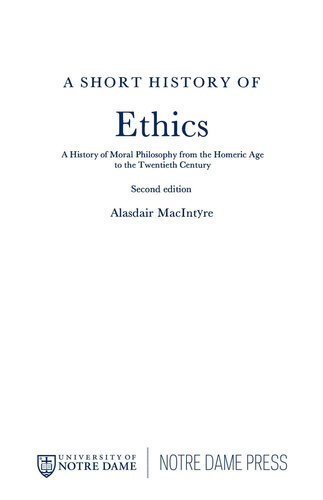 A Short History of Ethics: A History of Moral Philosophy from the Homeric Age to the Twentieth Century, Second Edition