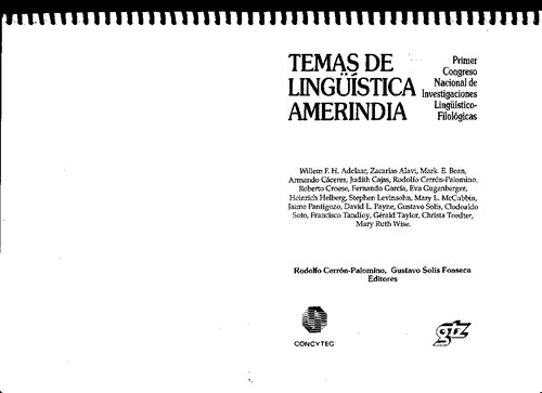 Temas de lingüística amerindia : Primer Congreso Nacional de Investigaciones Lingüístico-Filológicas
