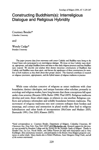 Constructing Buddhism(s): Interreligious Dialogue and Religious Hybridity