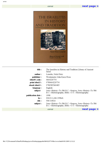 The Israelites in History and Tradition (Library of Ancient Israel)