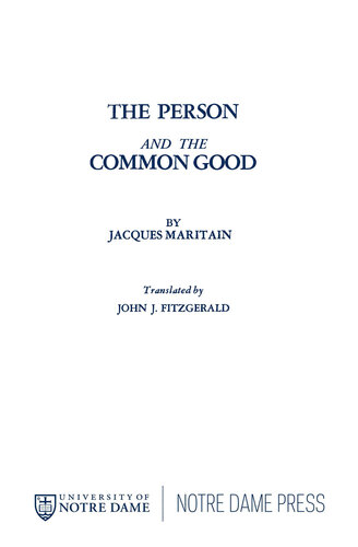 The Person and the Common Good
