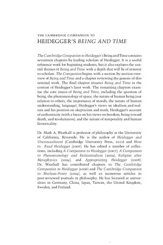 The Cambridge Companion to Heidegger's Being and Time