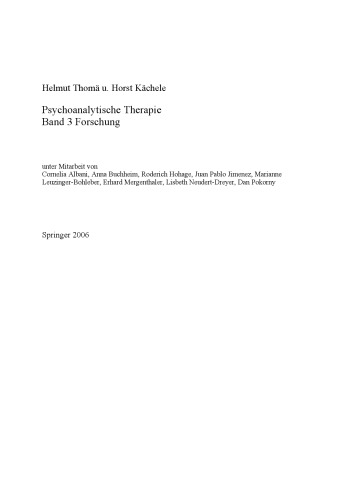 Psychoanalytische Therapie: Forschung 3. Auflage