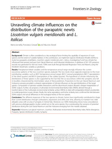 Unraveling climate influences on the distribution of the parapatric newts Lissotriton vulgaris meridionalis and L. italicus