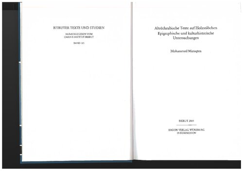 Altsüdarabische Texte auf Holzstäbchen: epigraphische und kulturhistorische Untersuchungen