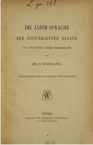 Die Jabim-Sprache der Finschhafener Gegend (N. O. Neu-Guinea; Kaiser Wilhelmsland)