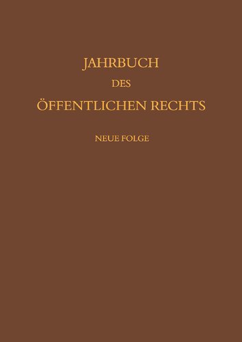 Jahrbuch Des Offentlichen Rechts Der Gegenwart. Neue Folge (German Edition)