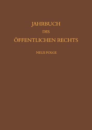 Jahrbuch Des Offentlichen Rechts Der Gegenwart. Neue Folge (German Edition)
