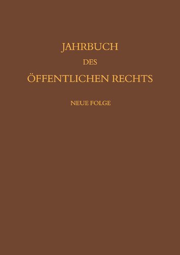 Jahrbuch Des Offentlichen Rechts Der Gegenwart. Neue Folge (German Edition)