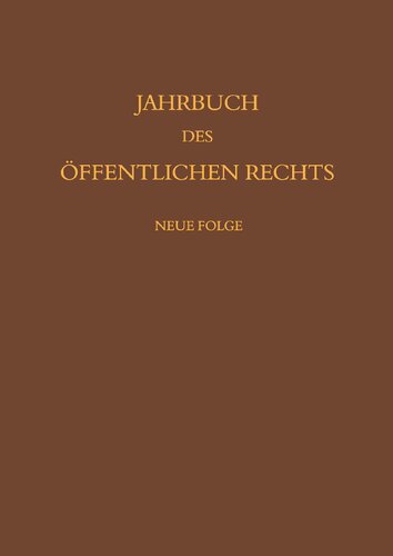 Jahrbuch Des Offentlichen Rechts Der Gegenwart