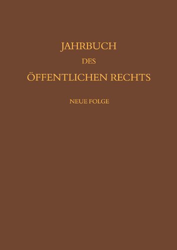 Jahrbuch Des Offentlichen Rechts Der Gegenwart. Neue Folge (German Edition)