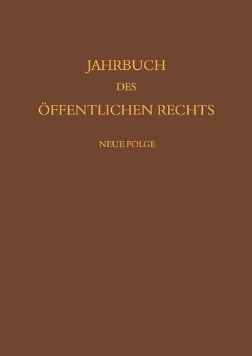 Jahrbuch Des Offentlichen Rechts Der Gegenwart. Neue Folge (German Edition)