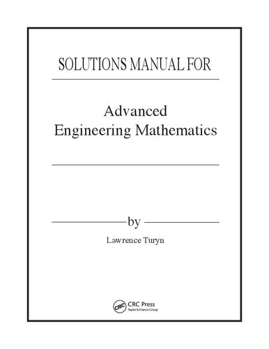 Advanced Engineering Mathematics   (Instructor Solution Manual, Solutions)