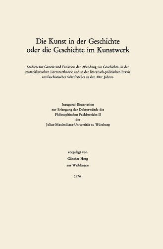 Die Kunst in der Geschichte oder die Geschichte im Kunstwerk