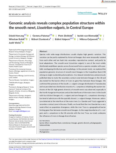 yes 
Genomic analysis reveals complex population structure within the smooth newt, Lissotriton vulgaris, in Central Europe