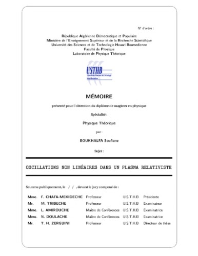 Oscillations non lineaires dans un plasma relativiste
