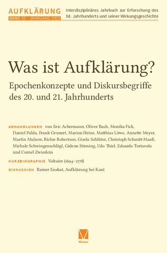 Aufklärung, Bd. 35: Redaktion: Mulsow, Martin; Vollhardt, Friedrich; Stiening, Gideon