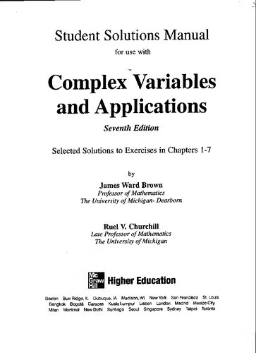 Student Solutions Manual for use with Complex Variables and Applications