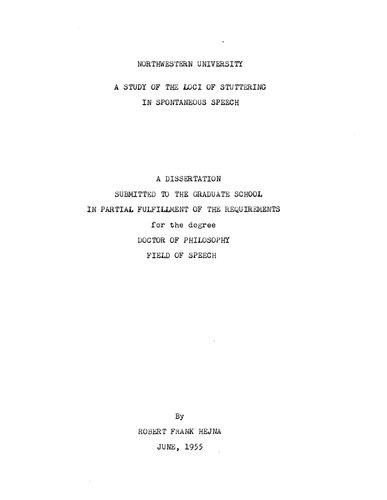 A STUDY OF THE LOCI OF STUTTERING IN SPONTANEOUS SPEECH