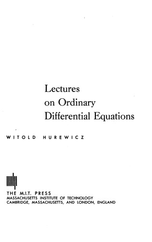 Lectures on Ordinary Differential Equations