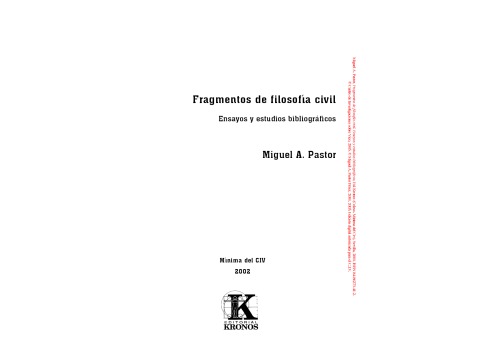 Fragmentos de Filosofia Civil: Ensayos y Estudios Bibliograficos