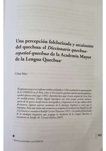 Una percepción forclorizada y arcaizante del quechua: el Diccionario quechua-español-quechua de la Academia Mayor de la Lengua Quechua