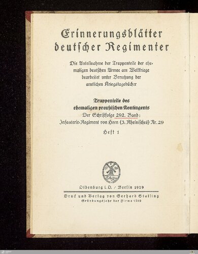 Das Infanterieregiment von Horn (3. Rheinisches) Nr. 29