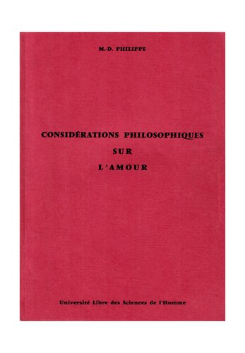 Cours ULSH - 1979-1980 - Considérations philosophiques sur l'amour