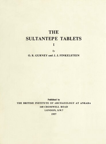 The Sultantepe Tablets I