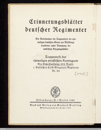 Geschichte des 1. Badischen Leib-Dragoner-Regiments Nr. 20 1908 - 1918