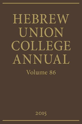 Hebrew Union College Annual Volume 86 (Volume 86)
