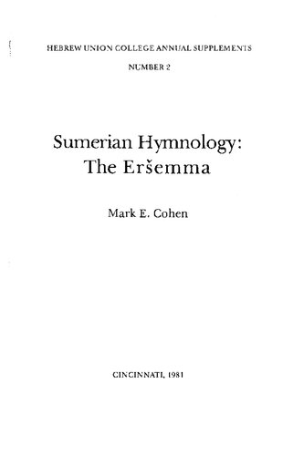 Sumerian Hymnology, the Ersemma