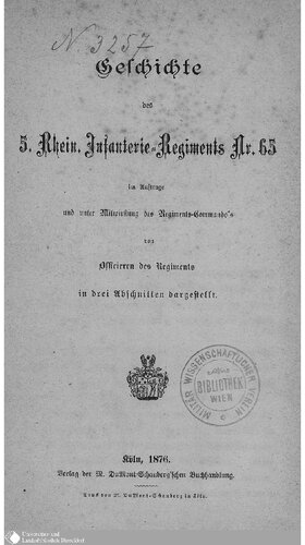 Geschichte des 5. Rhein. Infanterie-Regiments Nr. 65